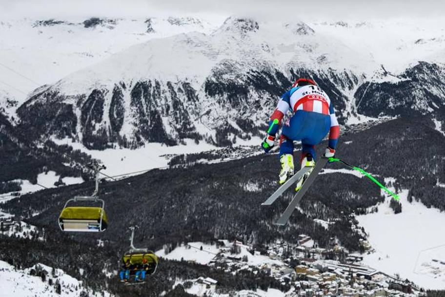 L&#39;americano Andrew Weibrecht durante il Super-G iridato  a St. Moritz (Afp)